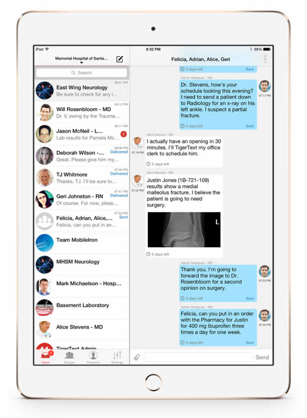 TigerText Secure Messaging Platform for iPad