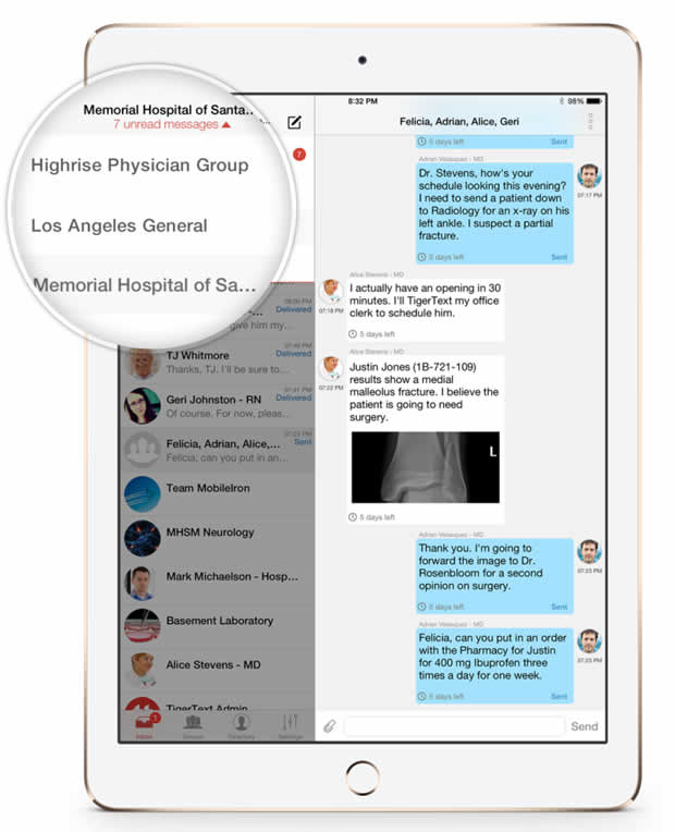 iPad secure messaging platform by TigerText